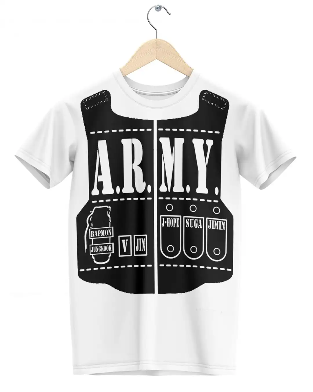 BTS ARMY Bulletproof Vest Graphic White T-Shirt