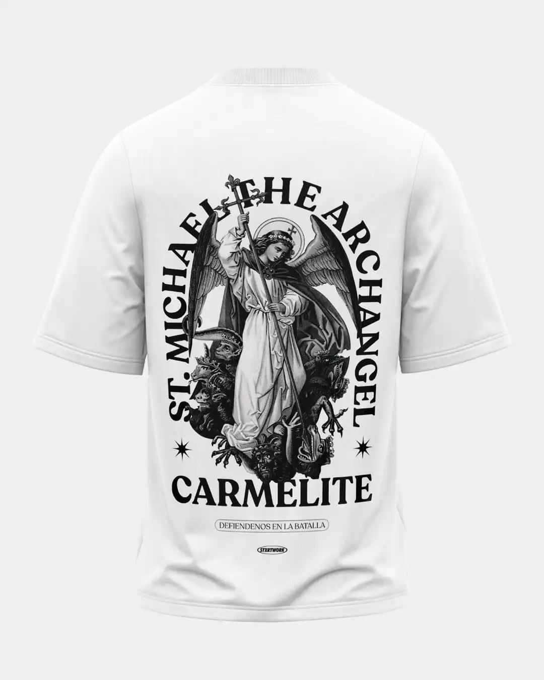 St. Michael The Archangel Gothic Back Print T-Shirt