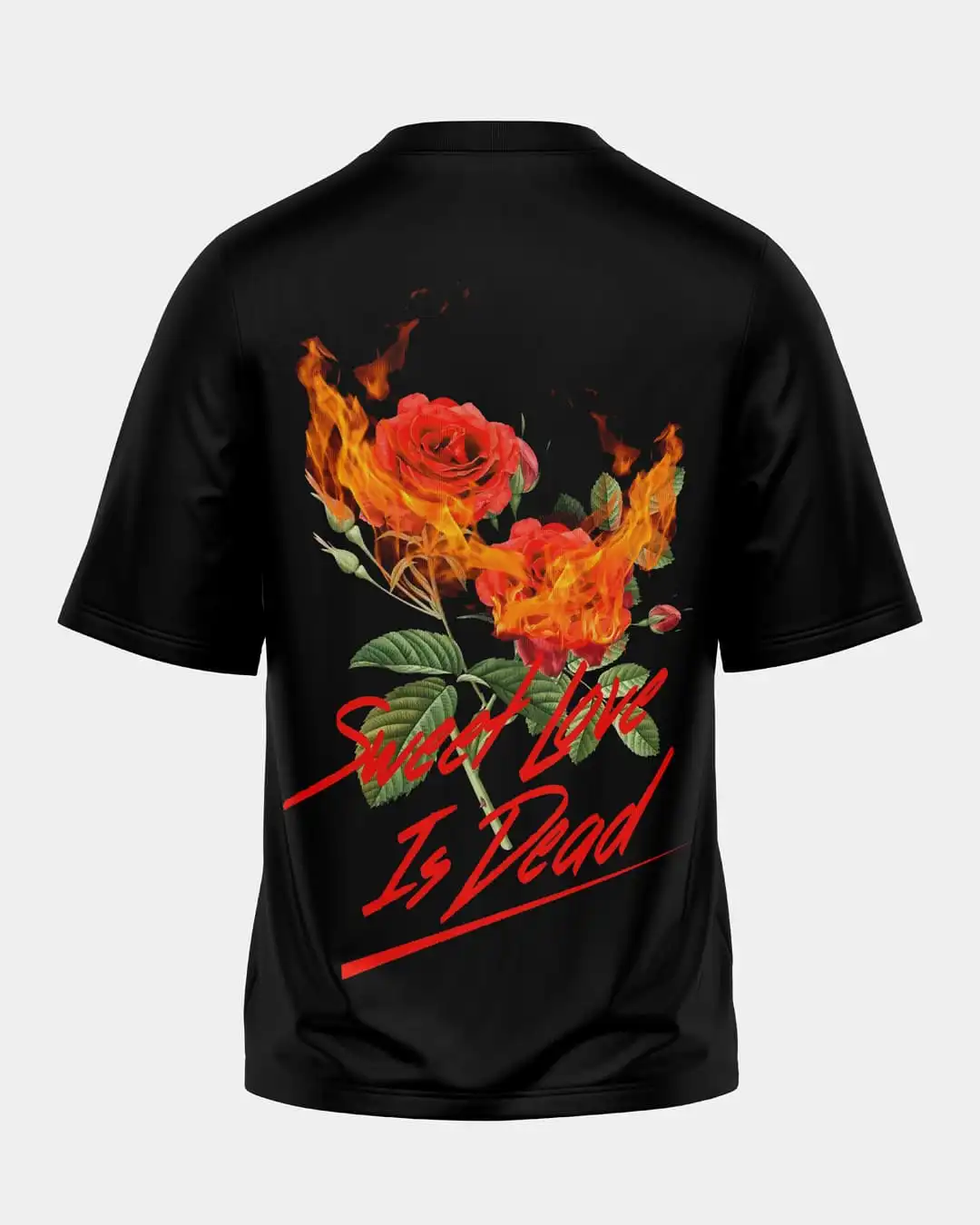 Sweet Love Is Dead Burning Roses Black T-Shirt