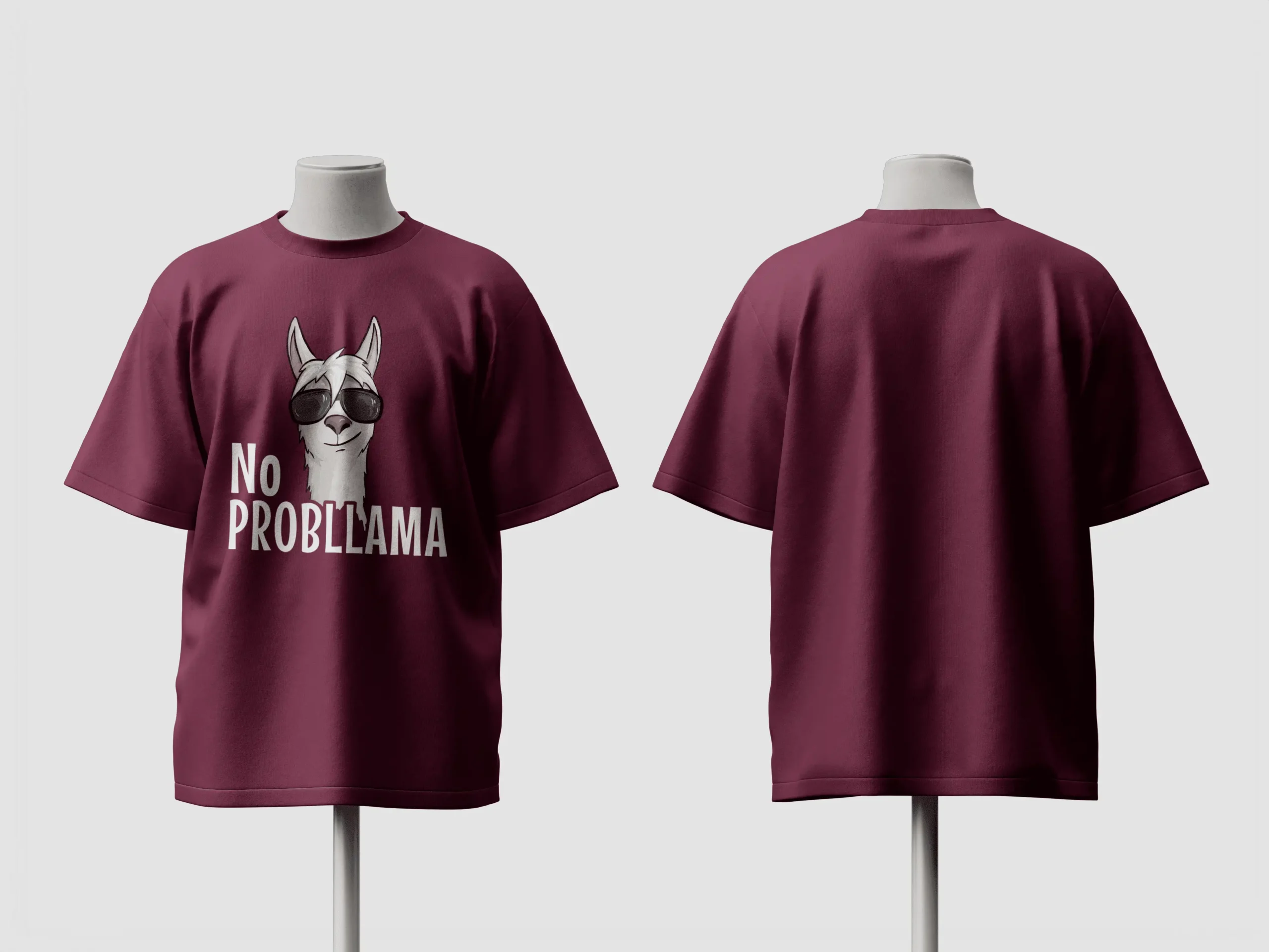 No Probllama Funny Llama Graphic Oversized T-Shirt