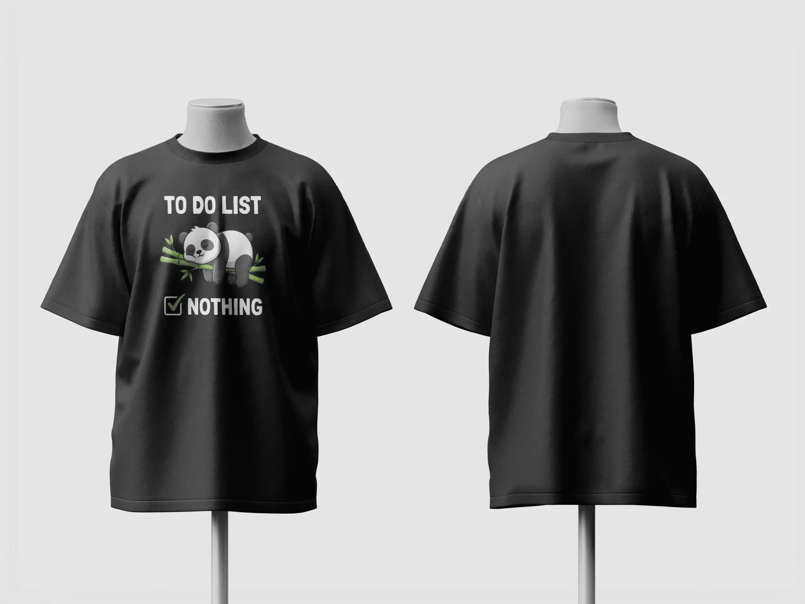 To Do List Nothing Cute Panda Graphic Oversized T-Shirt