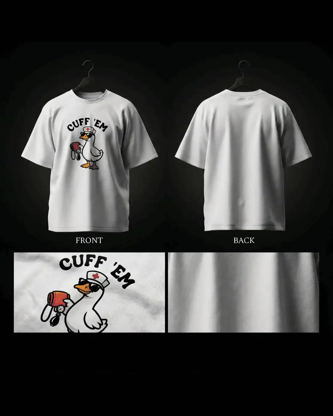 Cuff 'Em Funny Nurse Duck Graphic Oversized T-Shirt