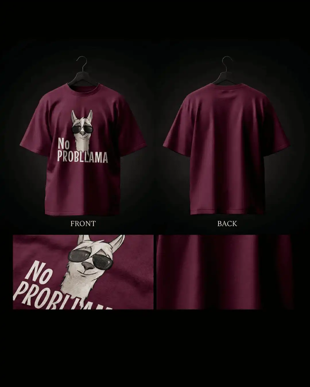 No Probllama Funny Llama Graphic Oversized T-Shirt