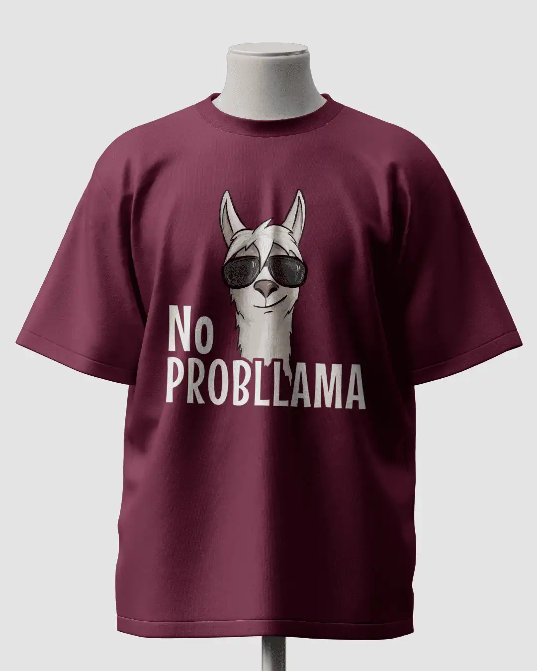 No Probllama Funny Llama Graphic Oversized T-Shirt