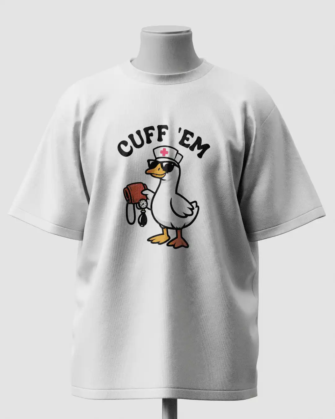 Cuff 'Em Funny Nurse Duck Graphic Oversized T-Shirt