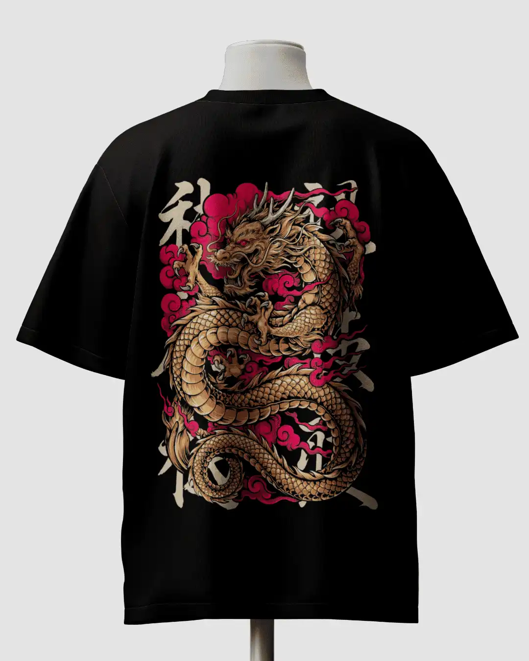 Golden Dragon Oriental Artwork Oversized T-Shirt