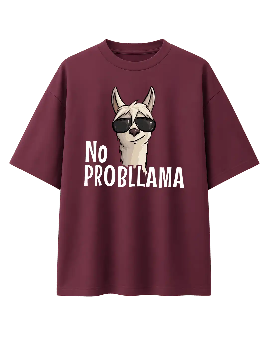 No Probllama Funny Llama Graphic Oversized T-Shirt