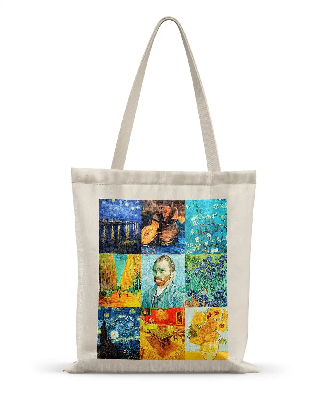 Vincent Van Gogh Famous Paintings Collage Canvas Tote Bag Art Shopper