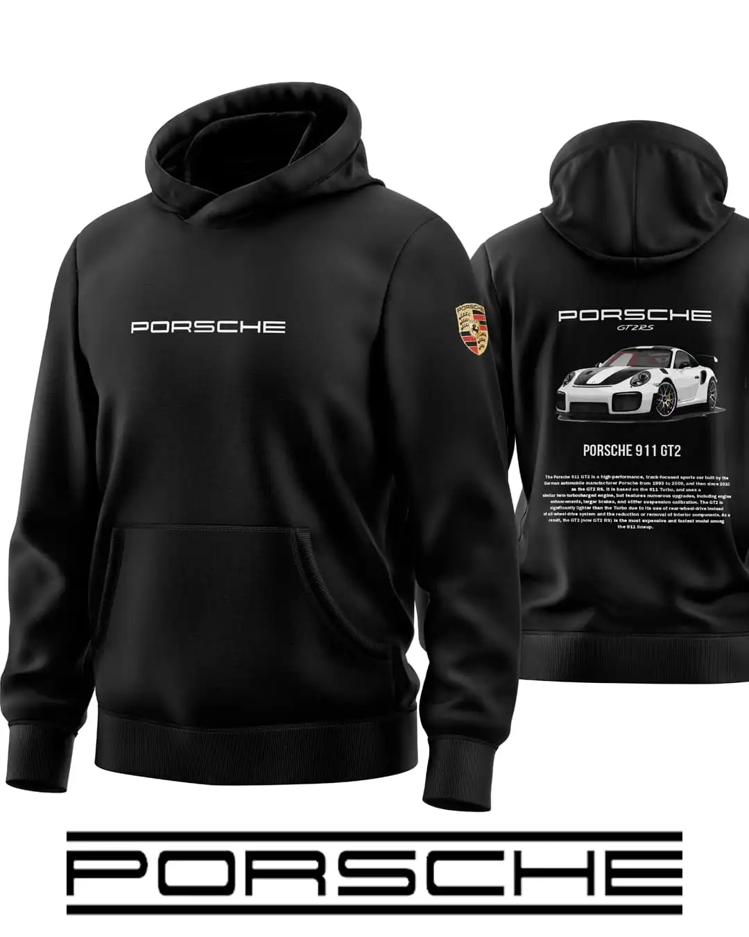 Porsche 911 GT2 RS Automotive Graphic Back Print Hoodie